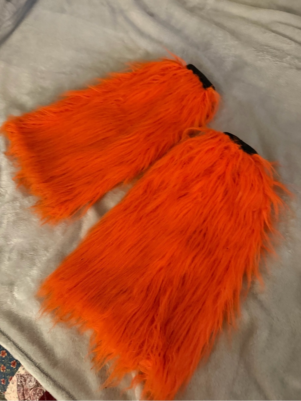 Orange Faux Fur Leg Warmers - Costume Accessory - Picture 2 of 2